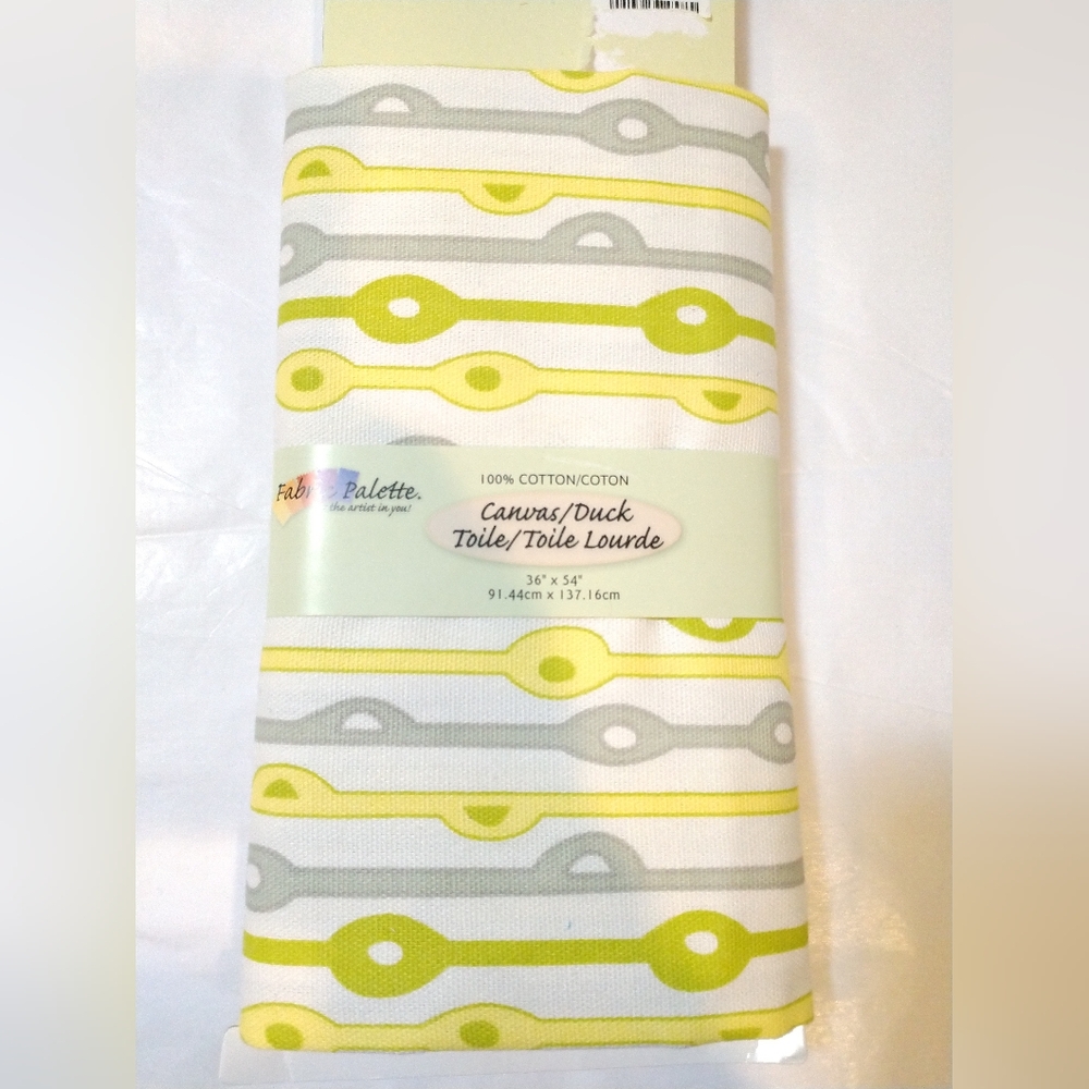 NEW Fabric Palette by Fabric Editions Yellow White Duck Canvas Cloth Fabric 1 yd